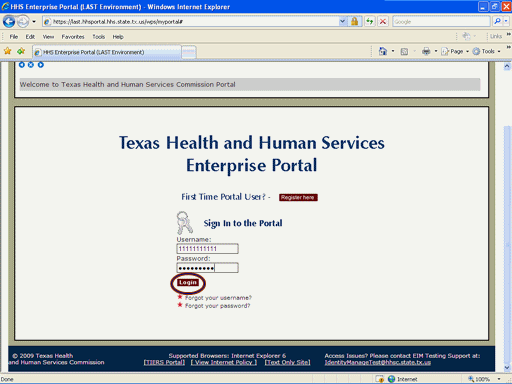 Screenshot of Portal Logon page